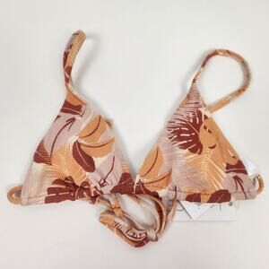L*Space Brittany Triangle Bikini Top in Orange Palm Size Small NWT